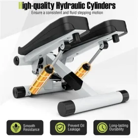 Mini Full Body Stepper - Resistance Bands Included, Adjustable Intensity, LCD Tracker (White) (Option: defaulttitle)