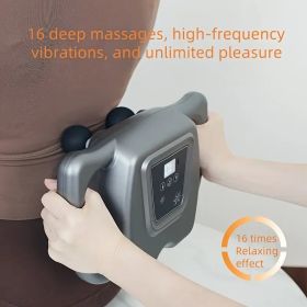 16 Head Fascia Gun, Full Body Massager, Instrument for Waist Back, Legs, Arm Muscle Relaxation, Home Multi-part Massage Gun (Color: Grey)